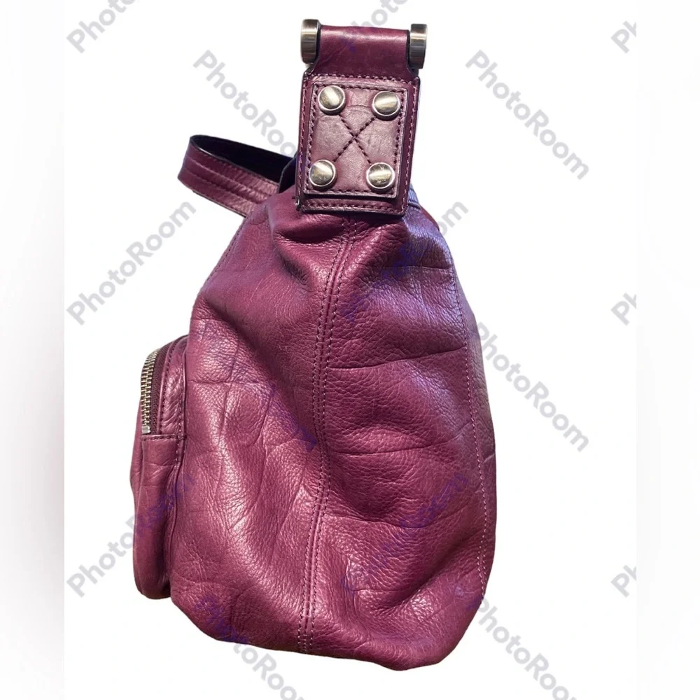 B MAKOWSKY SHOULDER SATCHEL TOTE PURSE LARGE CAPACITY RICH FUSHIA BURGANDY